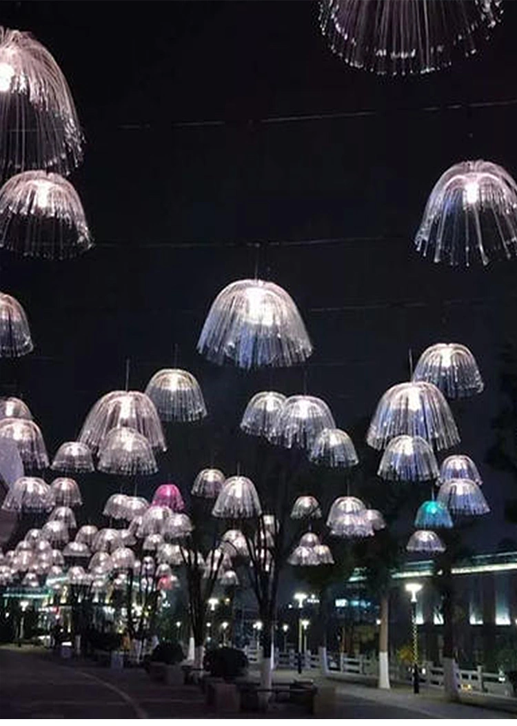 Hanging Optic Fiber Lighting Decorated LED Jellyfish Light for Holiday Lighting