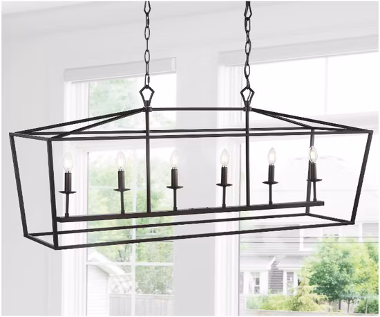 Lampadario nero opaco Lampada a sospensione rettangolare in metallo stile candela a 8 luci Illuminazione a sospensione decorativa per interni domestici