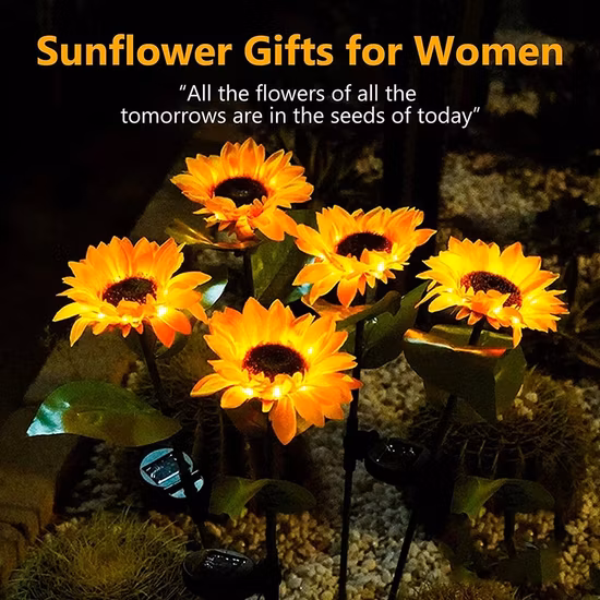 Luce solare girasole Prato da giardino esterno IP65 Luce solare impermeabile per percorso floreale per la decorazione delle vacanze di nozze nel cortile del patio