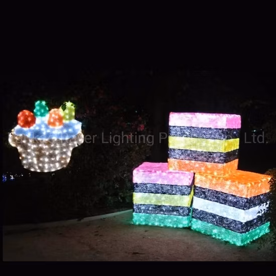Decorazione natalizia a LED per parco, illuminazione, ornamento natalizio in poliresina per dessert
